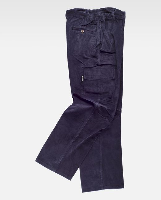Cordhose mit elastischer Taille und Navy mit mehreren Taschen