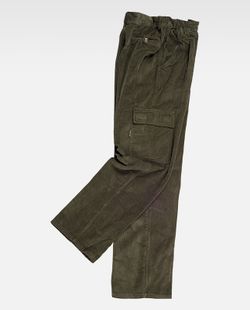 Pantalón de pana con cintura elástica Verde Kaki Work-Team