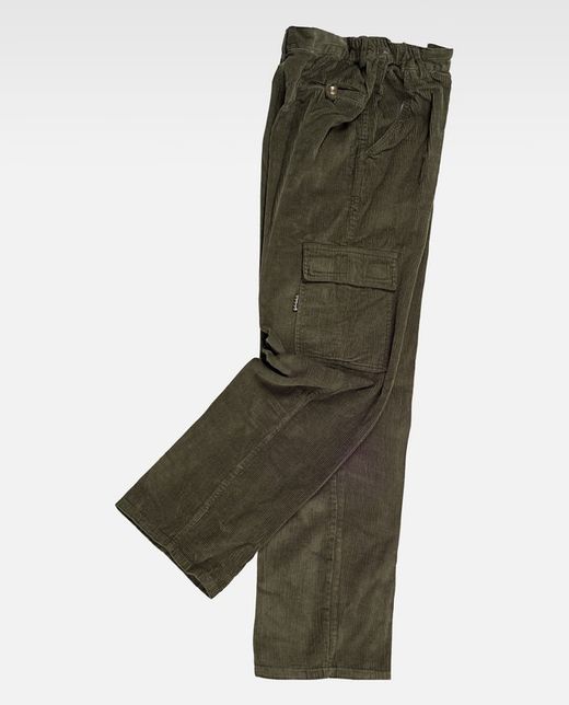 Pantalón de pana con cintura elástica Verde Kaki Work-Team