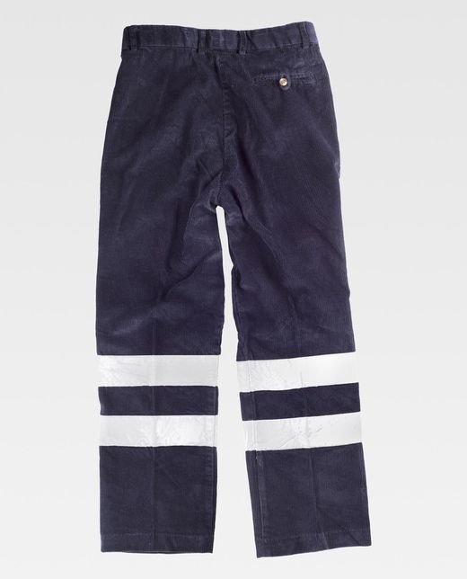 Cordhose ohne elastischen Bund 2 reflektierende Bänder Navy