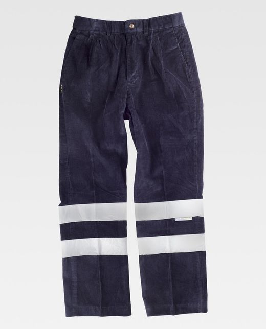 Cordhose ohne elastischen Bund 2 reflektierende Bänder Navy