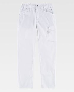 Pantalón de tejido elástico bidireccional por construcción. Blanco