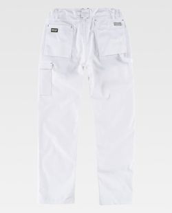 Pantalón de tejido elástico bidireccional por construcción. Blanco