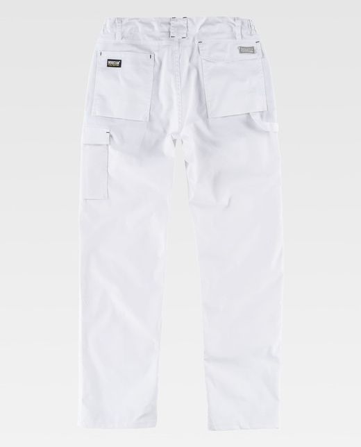 Pantalón de tejido elástico bidireccional por construcción. Blanco
