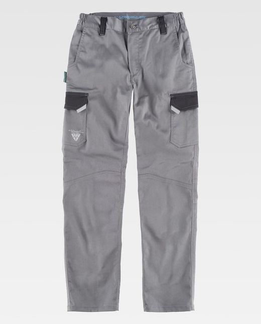 Pantalón de tejido elástico combinado Color Gris+Negro