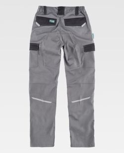 Pantalón de tejido elástico combinado Color Gris+Negro