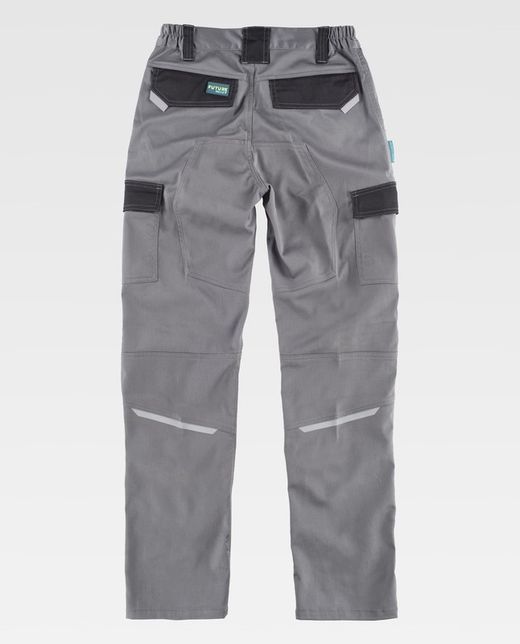 Pantalón de tejido elástico combinado Color Gris+Negro