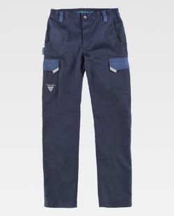 Pantalón de tejido elástico combinado Marino / Azafata
