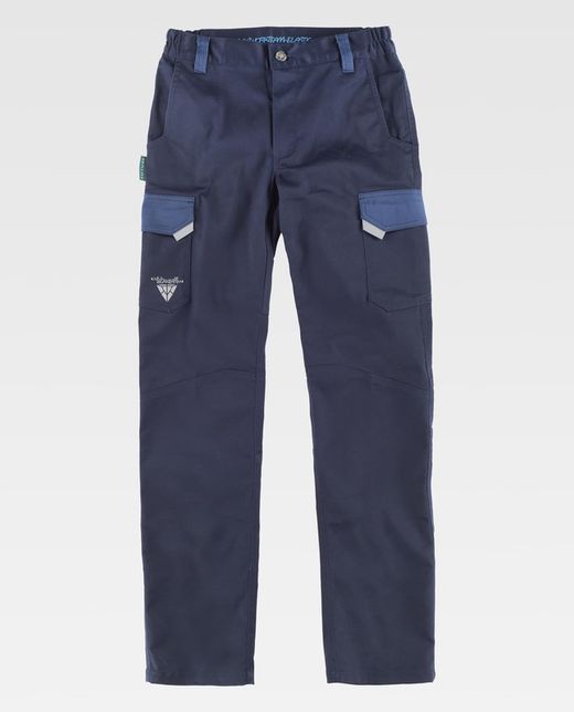 Pantalón de tejido elástico combinado Marino / Azafata