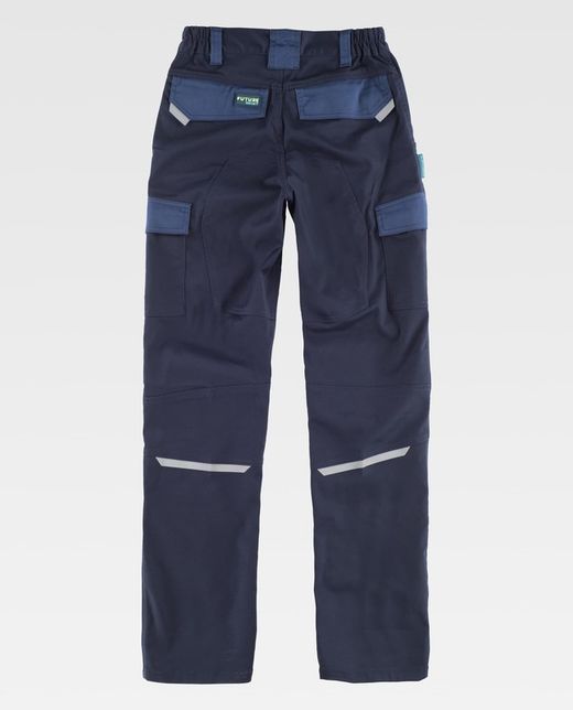 Pantalón de tejido elástico combinado Marino / Azafata
