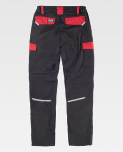 Pantalón de tejido elástico combinado Color Negro+Rojo