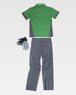 Abnehmbare Hose, kurzärmeliges Poloshirt und Nitrilhandschuhe Indivisible Set Grey Green