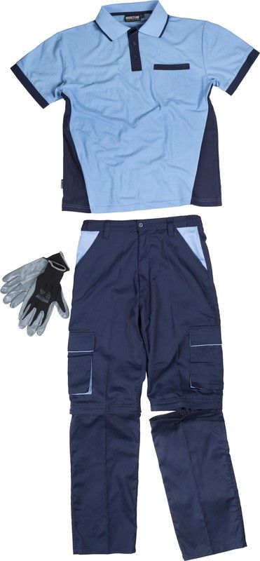 Abnehmbare Hose, kurzärmeliges Poloshirt und Nitrilhandschuhe Indivisible Set Navy Stewardess