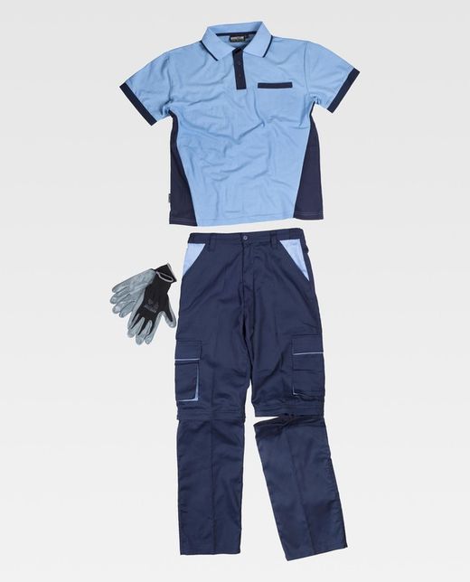 Abnehmbare Hose, kurzärmeliges Poloshirt und Nitrilhandschuhe Indivisible Set Navy Stewardess