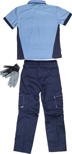 Abnehmbare Hose, kurzärmeliges Poloshirt und Nitrilhandschuhe Indivisible Set Navy Stewardess