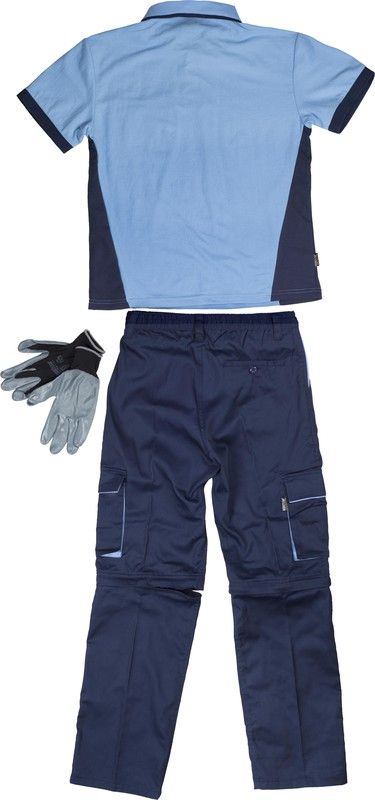 Abnehmbare Hose, kurzärmeliges Poloshirt und Nitrilhandschuhe Indivisible Set Navy Stewardess