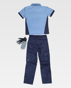Abnehmbare Hose, kurzärmeliges Poloshirt und Nitrilhandschuhe Indivisible Set Navy Stewardess