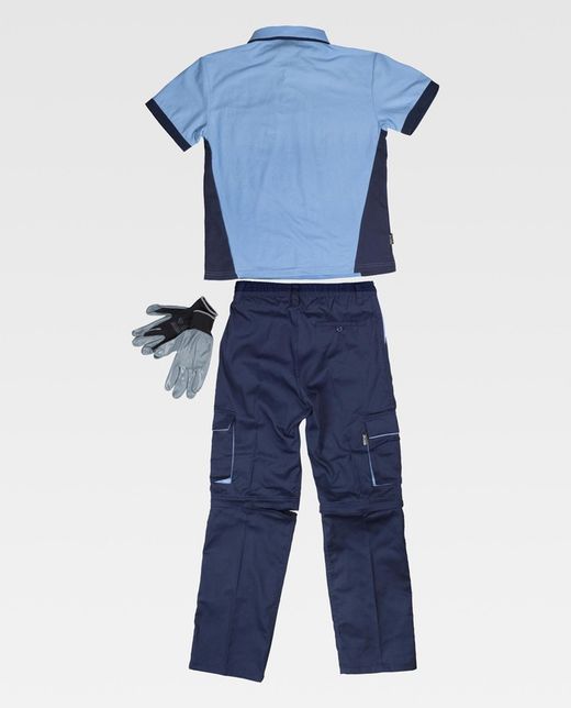 Abnehmbare Hose, kurzärmeliges Poloshirt und Nitrilhandschuhe Indivisible Set Navy Stewardess