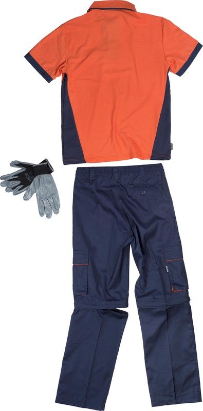 Abnehmbare Hose, kurzärmeliges Poloshirt und Nitrilhandschuhe Indivisible Set Navy Orange