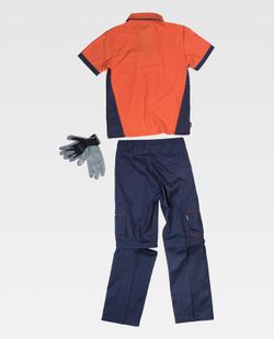 Abnehmbare Hose, kurzärmeliges Poloshirt und Nitrilhandschuhe Indivisible Set Navy Orange