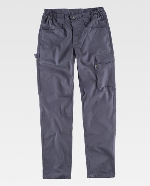 Pantalón elástico bidireccional multibolsillos Gris
