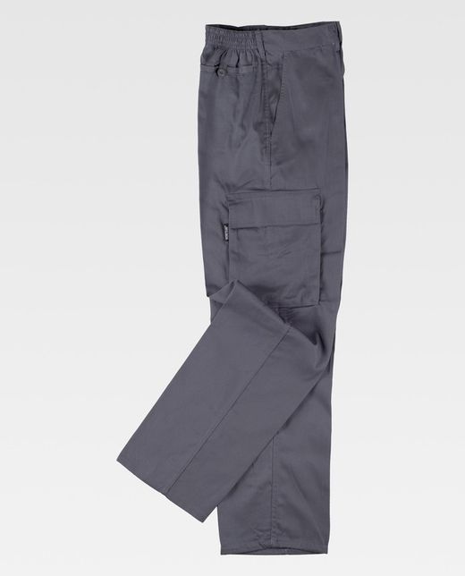 Elastische Taillenhose, mehrere Taschen: zwei Seitentaschen an den Beinen Grau