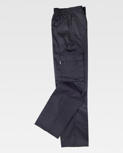 Elastische Taillenhose, mehrere Taschen: zwei Seitentaschen an den Beinen Schwarz