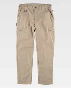 Pantalón en tejido elástico Ripstop con refuerzos Beige