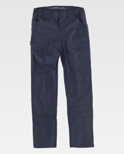 Pantalón en tejido elástico Ripstop con refuerzos Color Marino