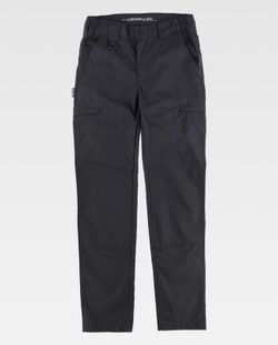 Pantalón en tejido elástico Ripstop con refuerzos Negro
