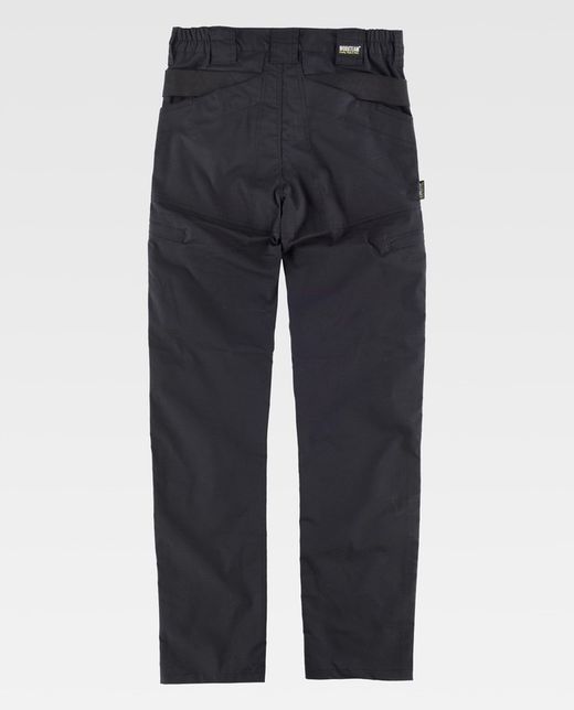 Pantalón en tejido elástico Ripstop con refuerzos Negro