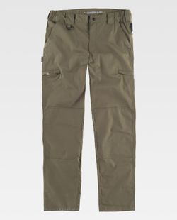 Pantalón en tejido elástico Ripstop con refuerzos Verde Kaki