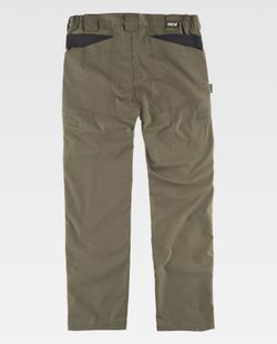 Pantalón en tejido elástico Ripstop con refuerzos Verde Kaki