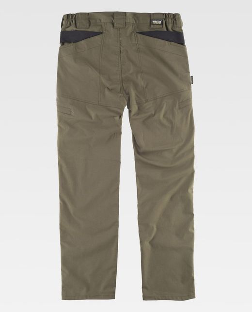 Pantalón en tejido elástico Ripstop con refuerzos Verde Kaki