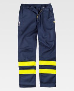 Pantaloni ignifughi e antistatici, con bande EN11611, EN11612, EN1149 Navy Yellow AV
