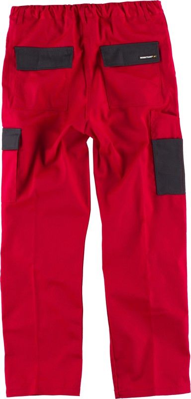 Pantalón con elástico en cintura y bolsillos Rojo / Negro
