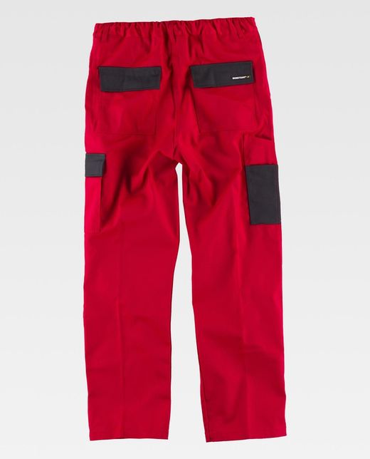 Pantalón con elástico en cintura y bolsillos Rojo / Negro