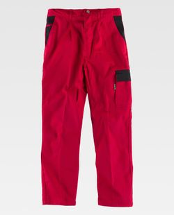 Pantalón con elástico en cintura y bolsillos Rojo / Negro