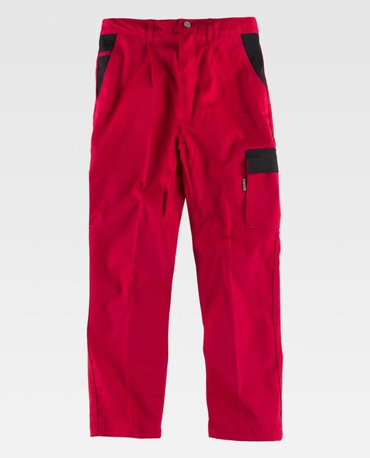 Pantalón con elástico en cintura y bolsillos Rojo / Negro