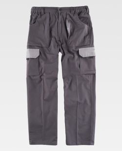 Kombinierte Hose der Linie 3, elastisch in der Taille, mit mehreren Taschen und mit Verstärkung an der Unterseite Grau-Grau