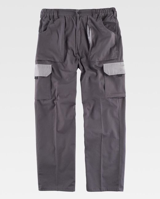 Kombinierte Hose der Linie 3, elastisch in der Taille, mit mehreren Taschen und mit Verstärkung an der Unterseite Grau-Grau