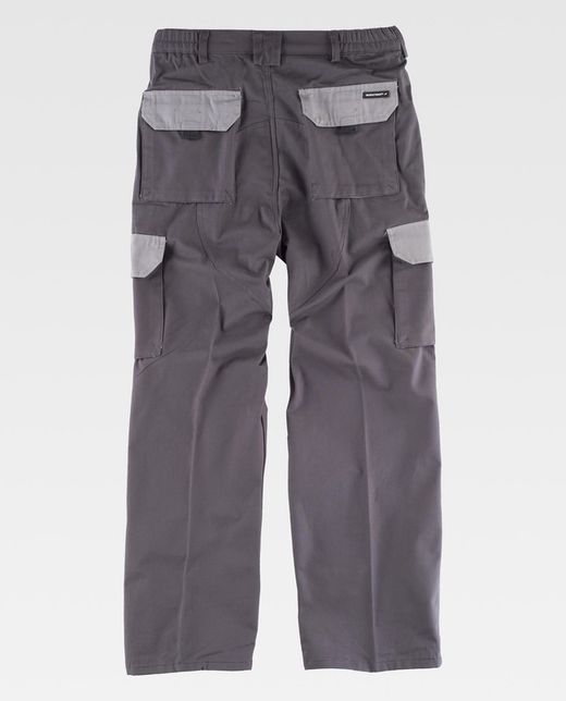 Kombinierte Hose der Linie 3, elastisch in der Taille, mit mehreren Taschen und mit Verstärkung an der Unterseite Grau-Grau