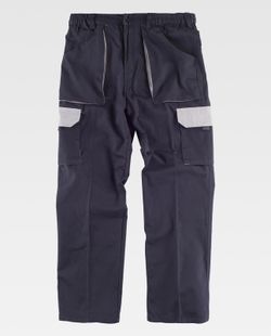 Kombinierte Hose der Linie 3, elastisch in der Taille, mehrere Taschen und mit Verstärkung im Kragen Navy Grey