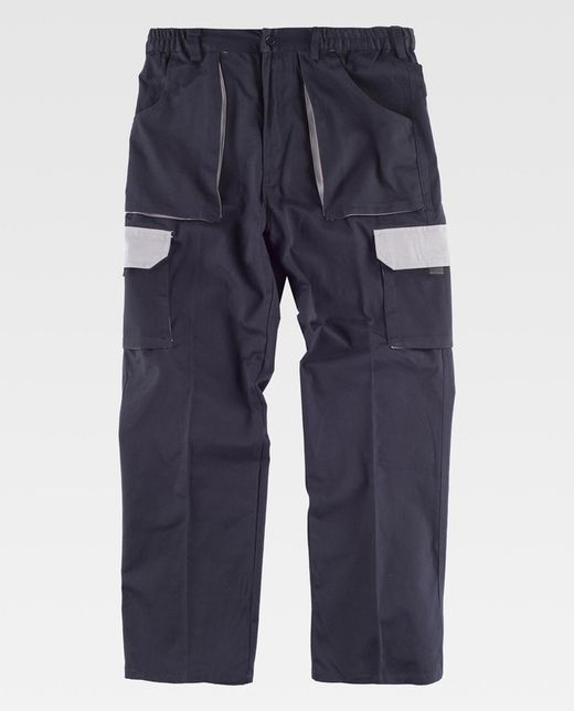 Kombinierte Hose der Linie 3, elastisch in der Taille, mehrere Taschen und mit Verstärkung im Kragen Navy Grey