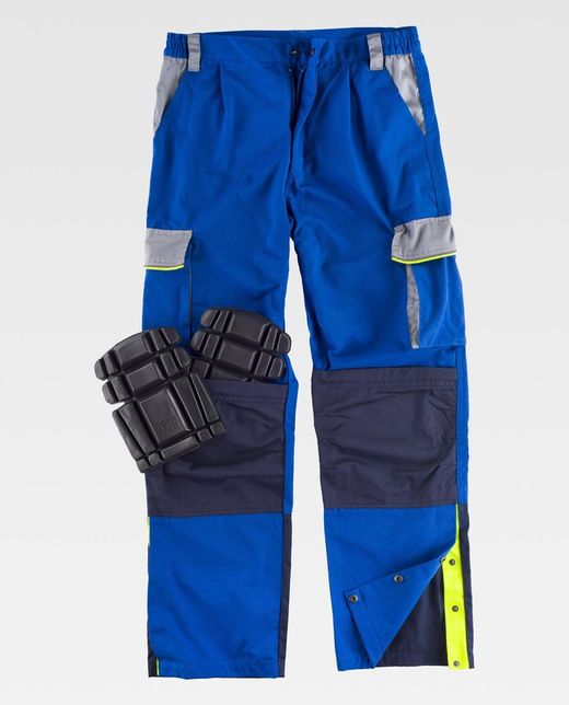 5-Linien-Hose, 3 Farben Elastische Taille, mehrere Taschen, Knieschoner-Tasche, reflektierende Paspelierung Azulina Light Grey Navy