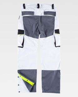 5-Linien-Hose, 3 Farben Elastische Taille, mehrere Taschen, Knieschützer, reflektierende Paspelierung Weiß Schwarz Dunkelgrau