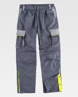 5-zeilige Hose, 3 Farben Elastische Taille, mehrere Taschen, Knieschützer, reflektierende Paspelierung Dunkelgrau Hellgrau