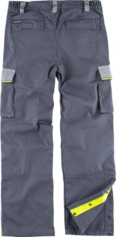 5-zeilige Hose, 3 Farben Elastische Taille, mehrere Taschen, Knieschützer, reflektierende Paspelierung Dunkelgrau Hellgrau