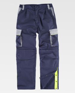 5-Linien-Hose, 3 Farben Elastische Taille, mehrere Taschen, Knieschützer, reflektierende Paspelierung Navy Light Grey