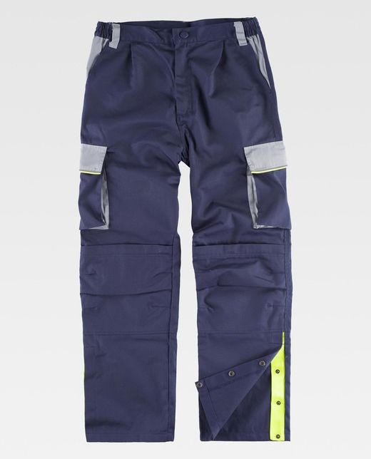 5-Linien-Hose, 3 Farben Elastische Taille, mehrere Taschen, Knieschützer, reflektierende Paspelierung Navy Light Grey